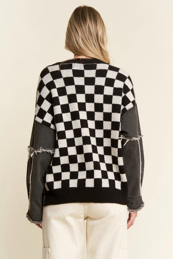 Check and Denim Sweater