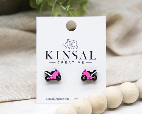 Motorcycle Wood Earrings