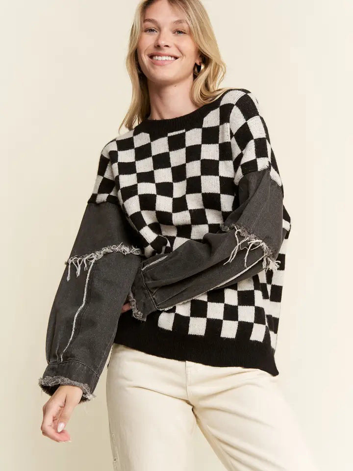 Check and Denim Sweater