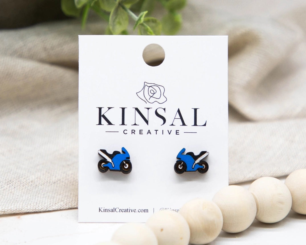 Motorcycle Wood Earrings