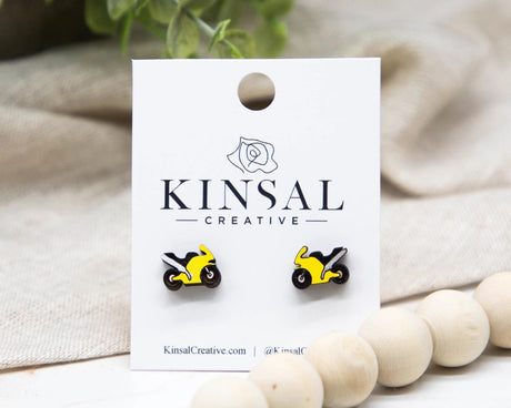 Motorcycle Wood Earrings