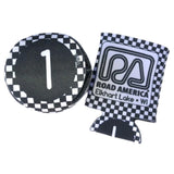 Turn 1 Checkered Koozie