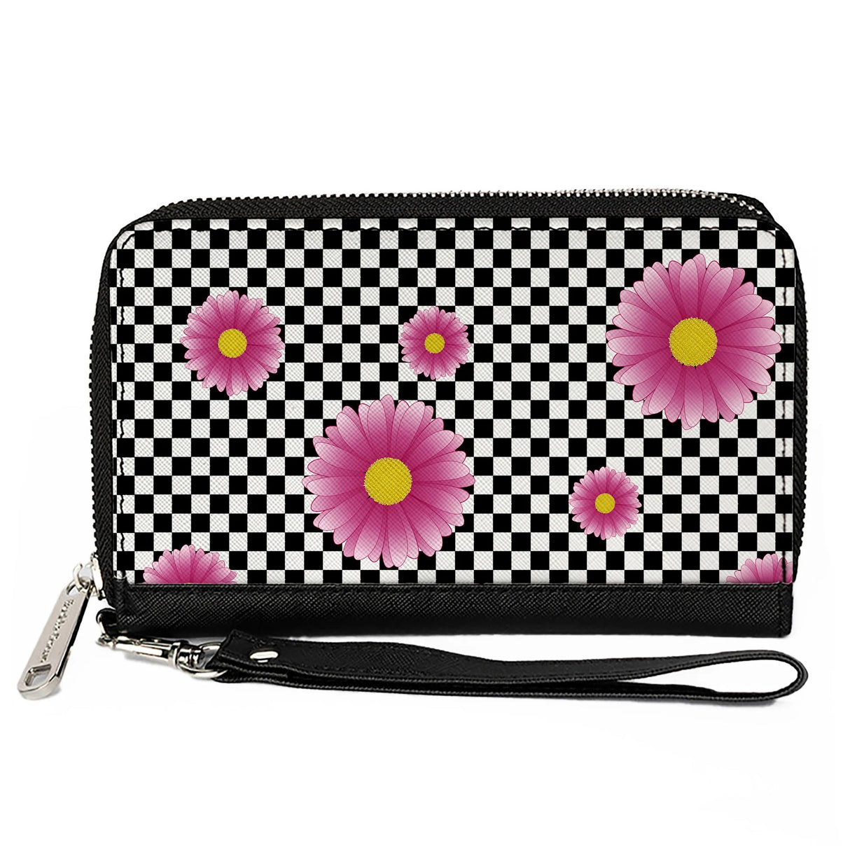 Checkered Daisy Zip Wallet