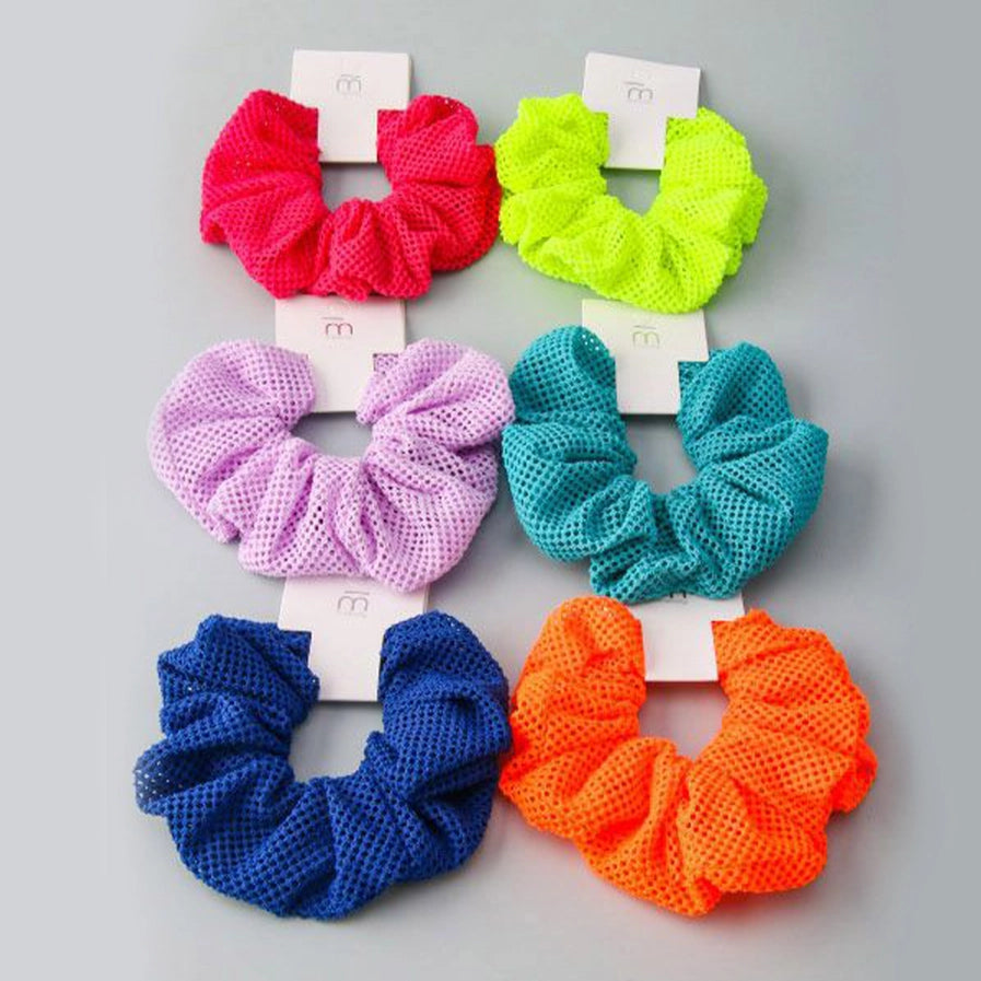 Mesh Assorted Colors Hair Scrunchie