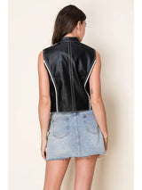 Faux Leather Racing Vest
