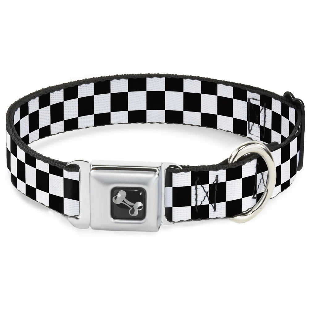 Dog Bone Checker Buckle Collar