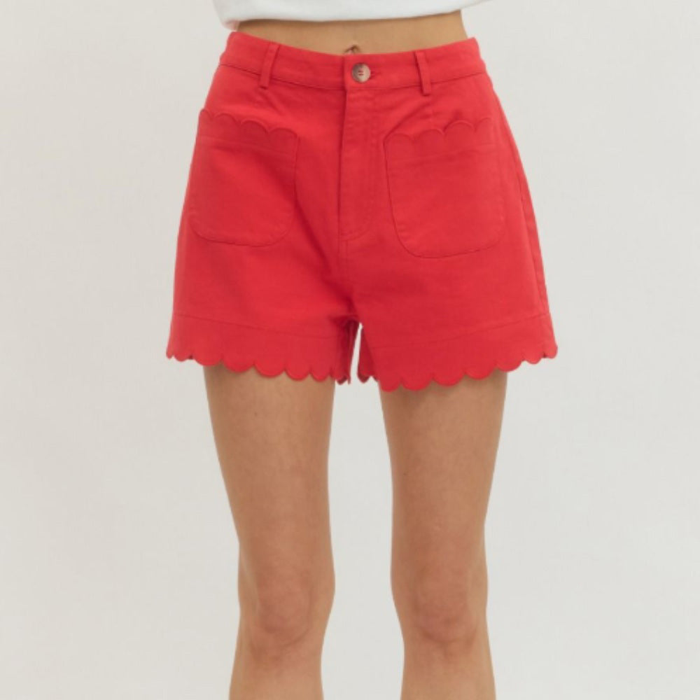 Scalloped Hem Shorts