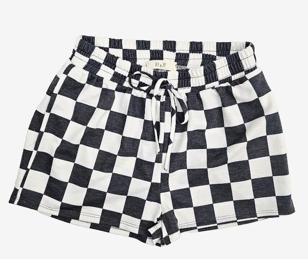 Drawstring Checkered Shorts