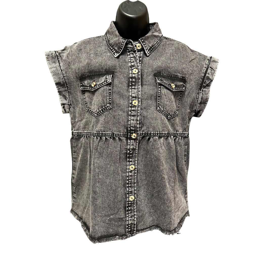 Raw Hem Denim Shirt