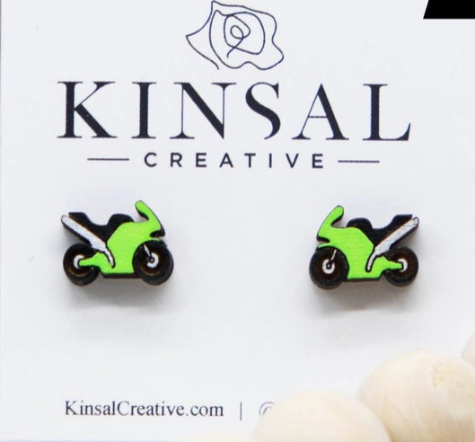 Motorcycle Wood Earrings