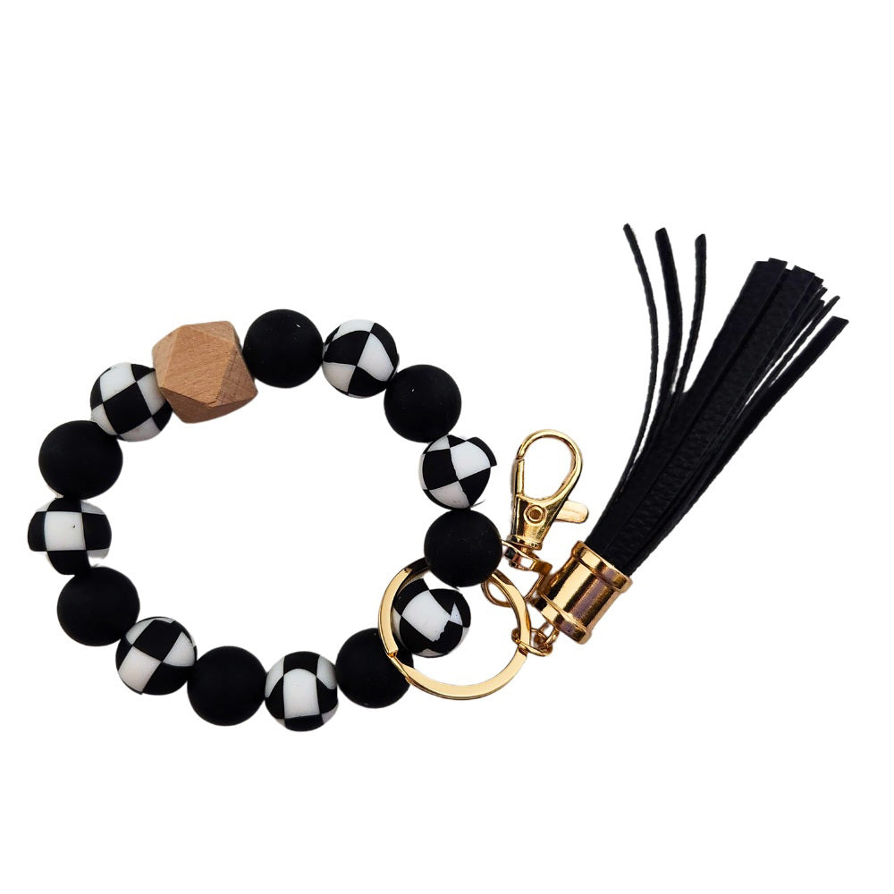 Black & White Beaded Wristlet