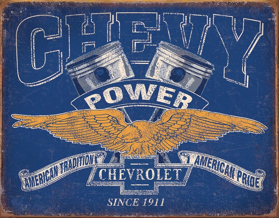 Chevy Power Restricted Tin Sign