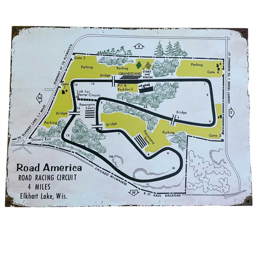 1960s Track Map Sign-Metal