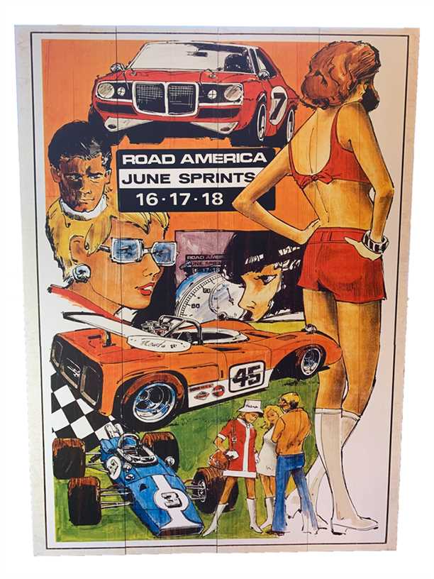 1972 June Sprints Pin Up Sign-Wood