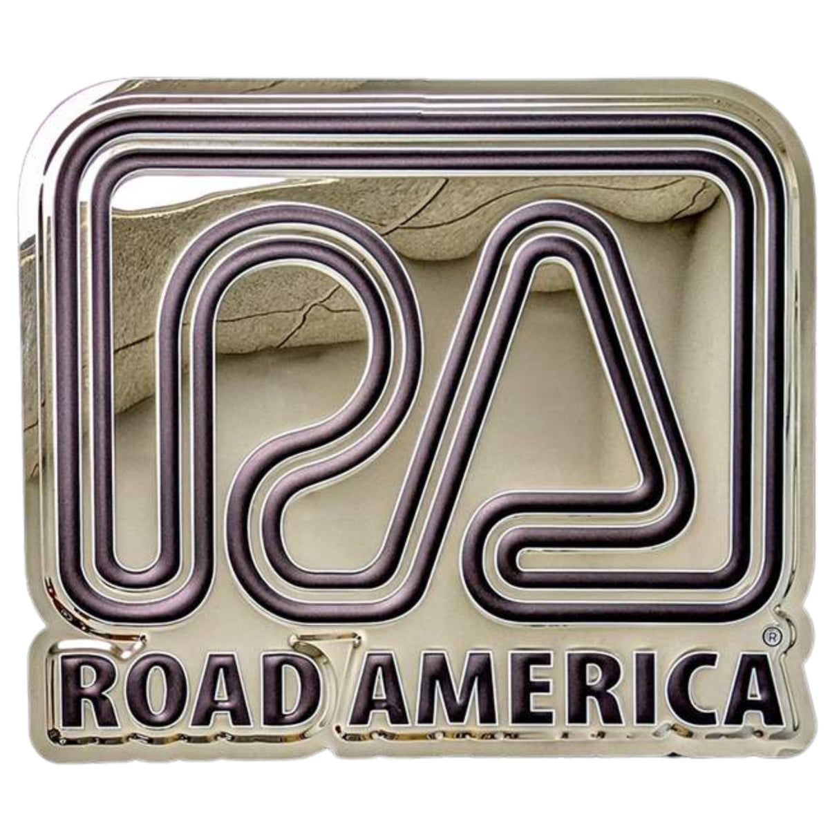 Chrome RA Logo Sign